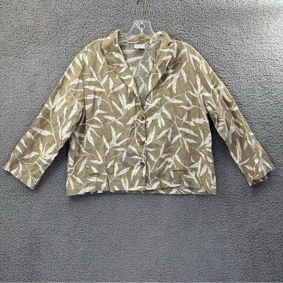 Click Color Me Cotton Long Sleeve Button Up Shirt Jacket Tan Linen Lagenlook W M - Picture 1 of 7